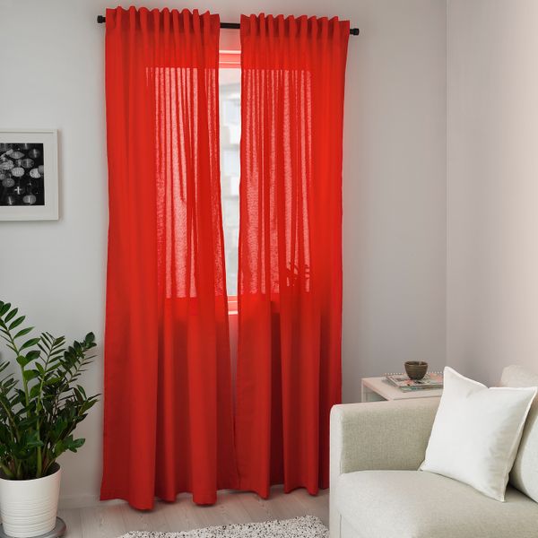 Гардины, 2 шт., красный 145x300 см IKEA ANNALOUISA АННАЛУИЗА 504.108.39 - фото 4