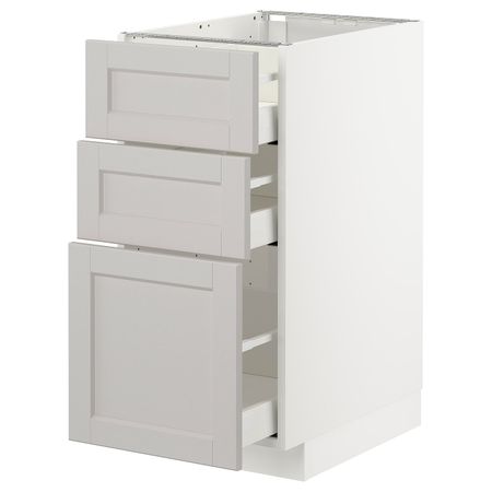 Напольный шкаф с 3 ящиками, белый/Лерхюттан светло-серый 40x60 см IKEA METOD МЕТОД / MAXIMERA МАКСИМЕРА 292.729.05