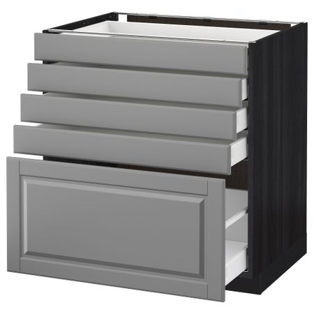 Напольный шкаф с 5 ящиками МЕТОД / МАКСИМЕРА, черный, Будбин серый