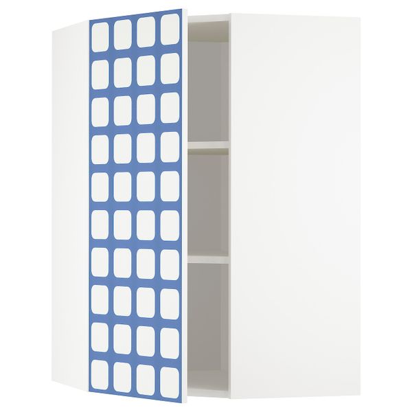 Угловой навесной шкаф с полками, белый, Иттербин с печатным рисунком 68x100 см IKEA МЕТОД 892.870.89 - схема-чертеж с размерами