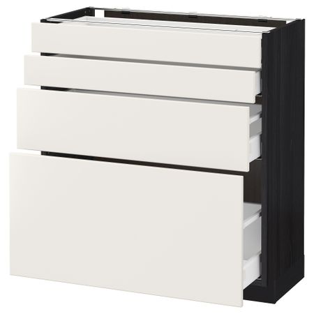 Напольный шкаф 4 фронтальных панели, 4 ящика МЕТОД / МАКСИМЕРА, черный, Веддинге белый