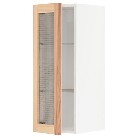 Навесной шкаф/полки/стеклян дверца, белый/Торхэмн ясень 30x80 см IKEA METOD МЕТОД 494.471.55
