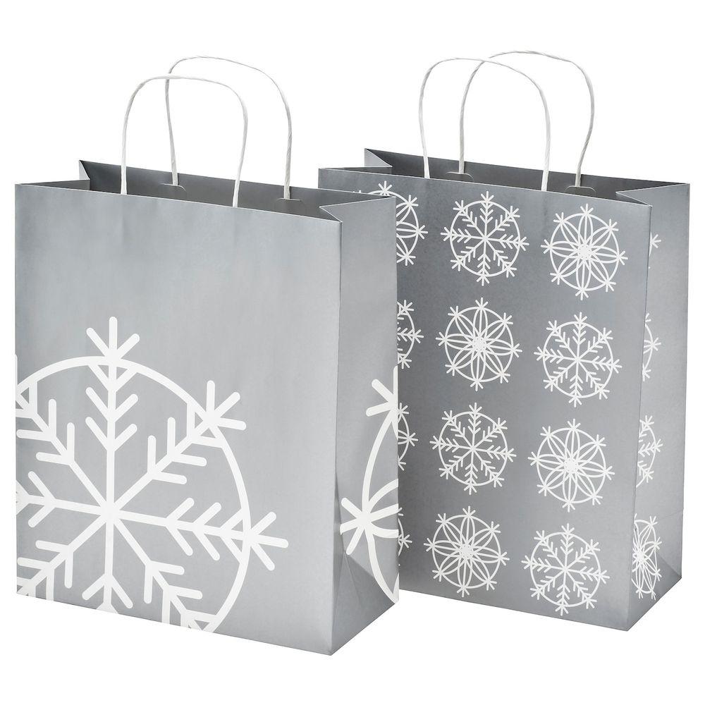 Подарочный пакет, серебристый, 12x32 см/10 л IKEA ВИНТЕР 2019 404.623.05 - фото 1