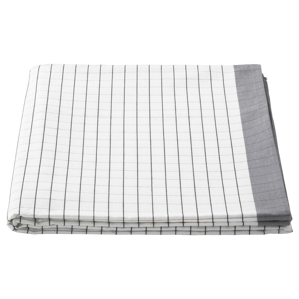 Скатерть, белый, серый, 145x240 см IKEA ИКЕА/365+ 403.724.42 - фото 1