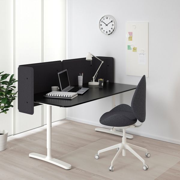 Стол для приемной, ясеневый шпон, черная морилка, белый 160x80 55 см IKEA БЕКАНТ 792.879.90 - фото 2