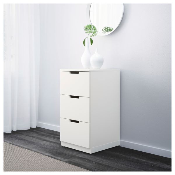Комод с 3 ящиками НОРДЛИ, белый (40x75 см) - фото 2