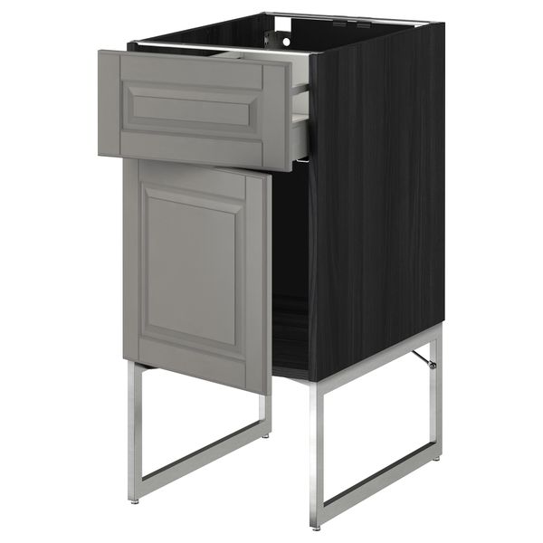 Напольный шкаф с ящиком, дверью МЕТОД / МАКСИМЕРА, черный, Будбин серый - схема-чертеж с размерами