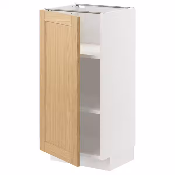 METOD Напольный шкаф с полками - белый/Forsbacka дуб 40x37 см - фото 1