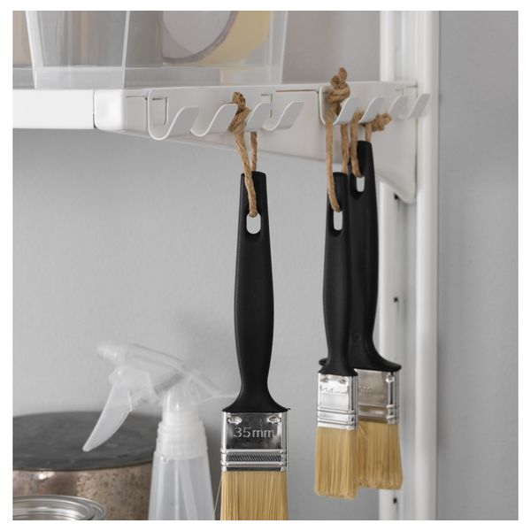 Настенная шина, полка, крючок АЛЬГОТ, металлический белый (46x41x197 см) - схема-чертеж с размерами