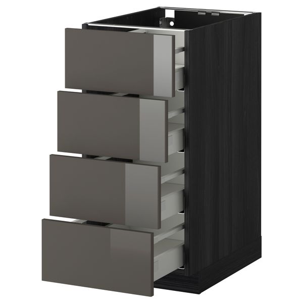 Напольный шкаф 4 фронтальных панели, 4 ящика МЕТОД / МАКСИМЕРА, черный, Рингульт серый - схема-чертеж с размерами