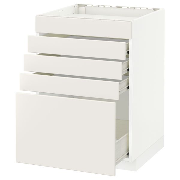 Напольный шкаф для варочной панели, 5 фасадов, 4 ящиков МЕТОД / ФОРВАРА, белый, Веддинге белый - схема-чертеж с размерами