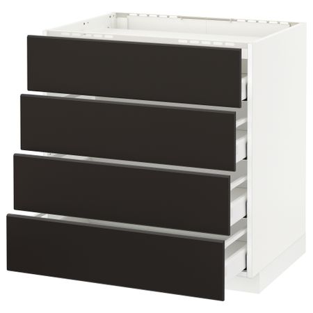 Напольный шкаф, 4 фронтальных панели, 4 ящика МЕТОД / МАКСИМЕРА, белый, Кунгсбакка антрацит