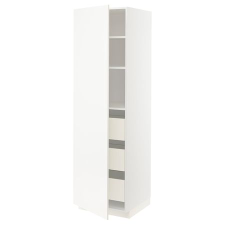 Высокий шкаф с ящиками, белый/Веддинге белый 60x60x200 см IKEA МЕТОД / ФОРВАРА 993.836.22