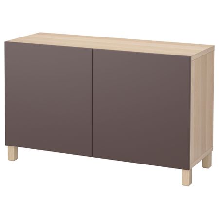 Комбинация для хранения с дверцами БЕСТО, под беленый дуб, Вальвикен темно-коричневый (120x40x74 см)