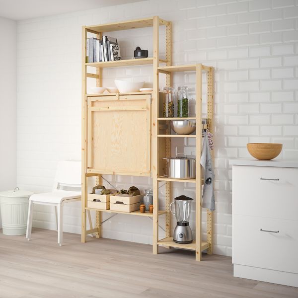 2 секции для хранения + складной столик 134x30-104x226 см IKEA IVAR ИВАР 492.485.56 - фото 3