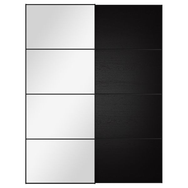 Пара раздвижных дверей АУЛИ / ИЛЬСЕНГ, зеркальное стекло, черно-коричневый черно-коричневый - схема-чертеж с размерами