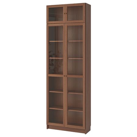Стеллаж, коричневый ясеневый шпон 80x30x237 см IKEA BILLY БИЛЛИ / OXBERG ОКСБЕРГ 892.440.09