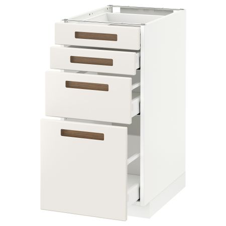 Напольный шкаф 4 фронтальных панели, 4 ящика МЕТОД / МАКСИМЕРА, белый, Мэрста белый