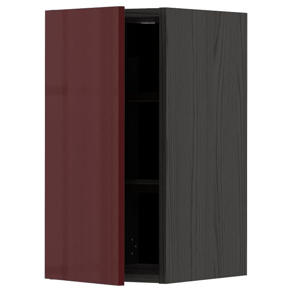 Шкаф навесной с полкой, черный Калларп/глянцевый темный красно-коричневый 30x60 см IKEA МЕТОД 593.278.31 - схема-чертеж с размерами