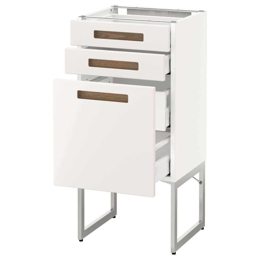 Напольный шкаф 3 фронтальных панели, 2 нижних, 2 средних ящика МЕТОД / МАКСИМЕРА, белый, Мэрста белый - схема-чертеж с размерами