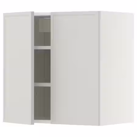METOD Навесной шкаф с полками/2дверцы - белый/Aspudden светло-серый 60x60 см