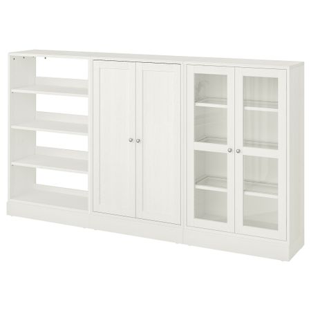Комбинация для хранения с стеклянная дверцы, 243x37x134 см, белый IKEA HAVSTA ХАВСТА 792.659.74