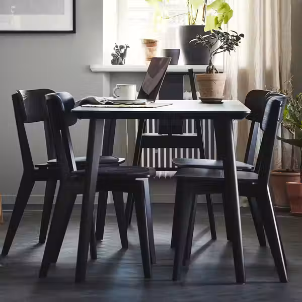 LISABO / LISABO Стол и 4 стула - чёрный/чёрный 140x78 см - фото 4