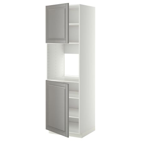 Высокий шкаф для духовки, 2 дверцы, полки, 60x60x200 cm IKEA METOD МЕТОД 994.658.92