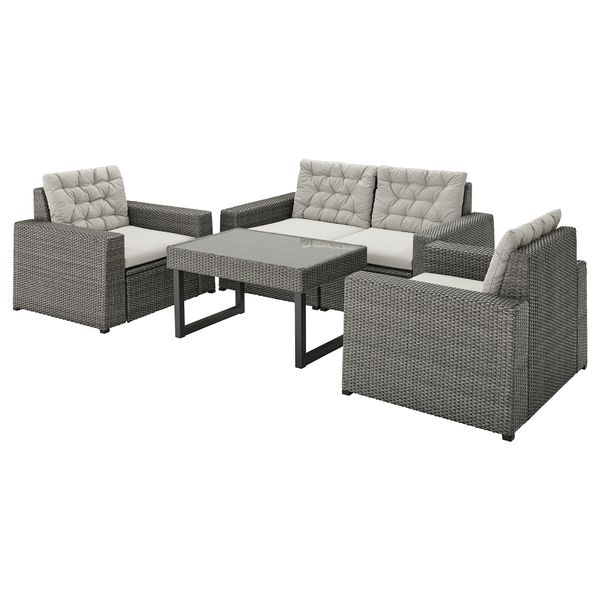 4-местный комплект садовой мебели, серый-темно-серый IKEA SOLLERÖN СОЛЛЕРОН 493.034.06 - фото 1