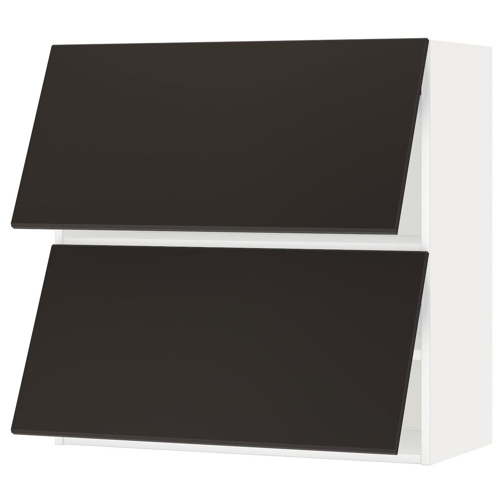 Навесной шкаф, 2 дверцы, горизонтал, белый/Кунгсбакка антрацит 80x80 см IKEA METOD МЕТОД 093.923.72 - фото 1
