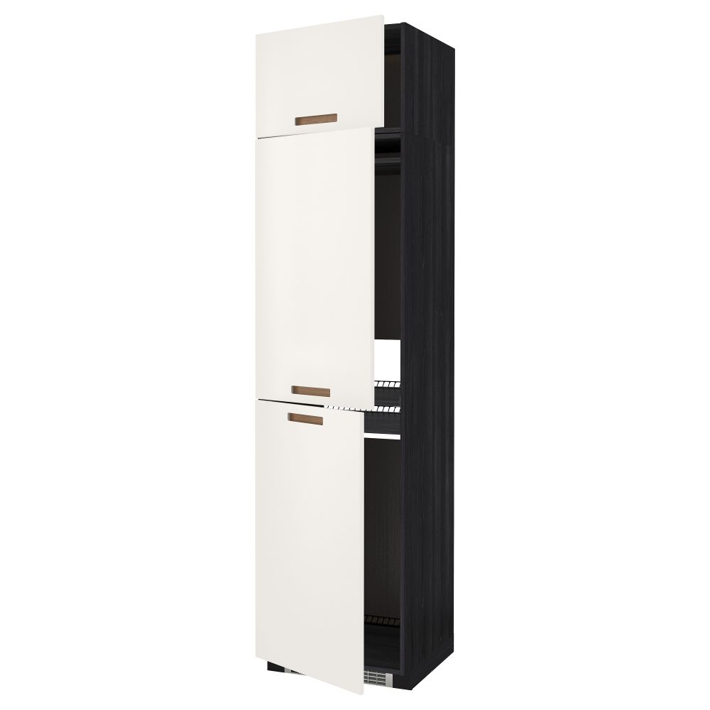 Высокий шкаф для холодильника или морозильника, с 3 дверями МЕТОД, черный, Мэрста белый (60x60x240 см) - схема-чертеж с размерами