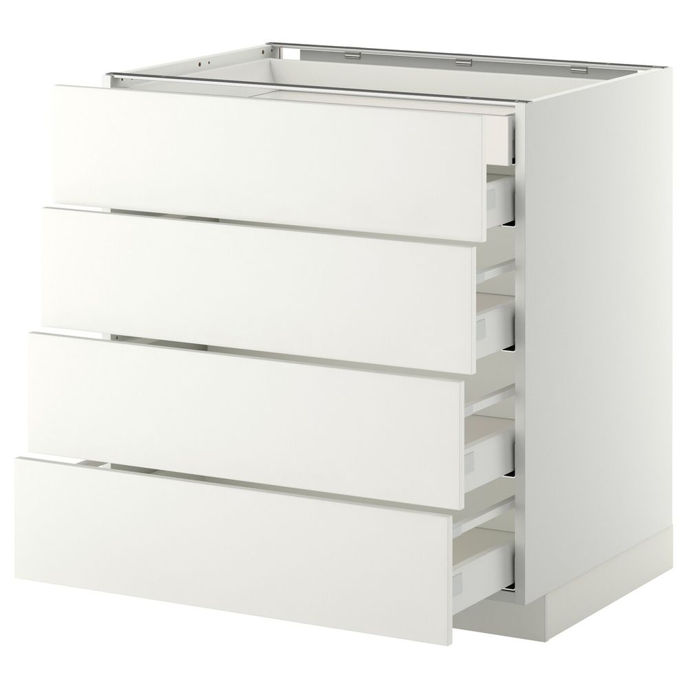 Напольный шкаф 4 фронтальных, 2 низких, 3 средних ящ, белый/Хэггеби белый 80x60 см IKEA METOD МЕТОД / MAXIMERA МАКСИМЕРА - фото 1