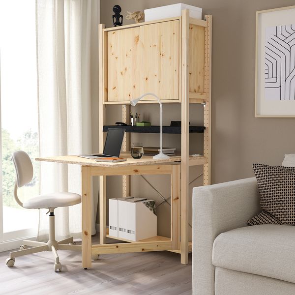 1секция, складной стол, раздвижная дверь, 89x30x179 см, сосна, фетр IKEA IVAR ИВАР 395.080.88 - схема-чертеж с размерами