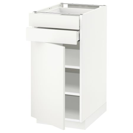 Напольный шкаф с дверцей, 2 ящиками МЕТОД / МАКСИМЕРА, белый, Хэггеби белый
