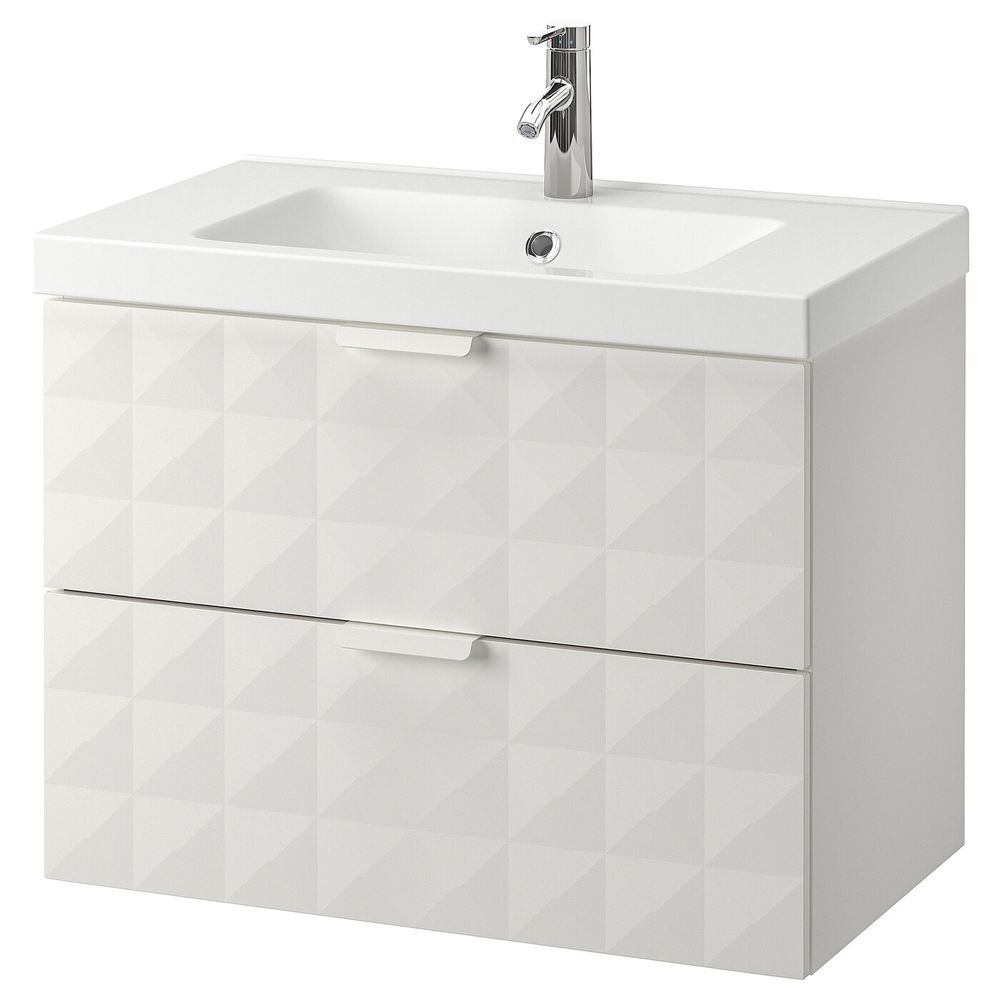 Шкаф для раковины с 2 ящ, Решён белый, ДАЛЬШЕР смеситель 83x49x64 см IKEA ГОДМОРГОН / ОДЕНСВИК 292.929.08 - фото 1
