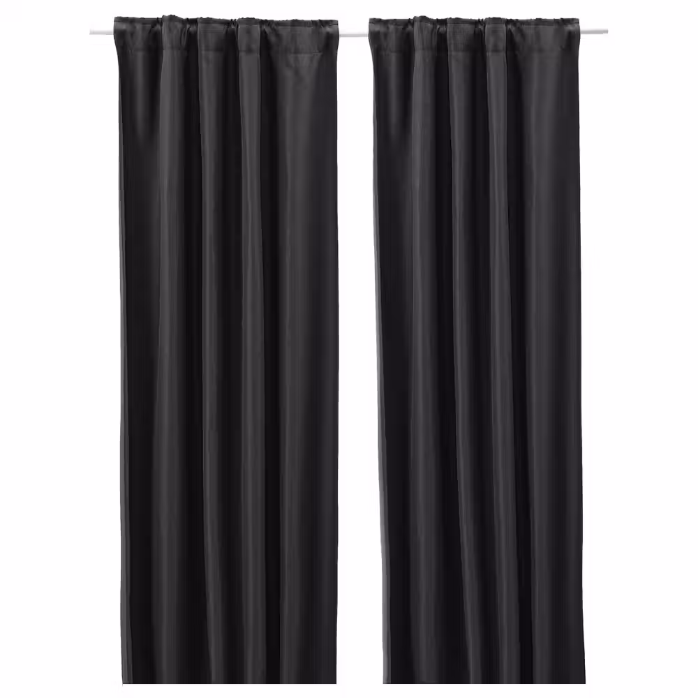 ANNAKAJSA Затемняющие гардины, 2 шт. - антрацит/с лентой 145x300 см - фото 1