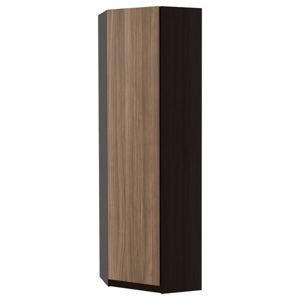 Гардероб угловой ПАКС, черно-коричневый, Стокгольм шпон грецкого ореха - фото 1