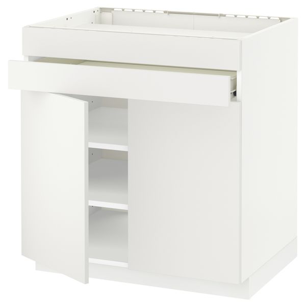 Напольный шкаф для варочной панели, 2 ящика, 2 фасада, 1 ящик МЕТОД / ФОРВАРА, белый, Хэггеби белый (80x60 см) - схема-чертеж с размерами