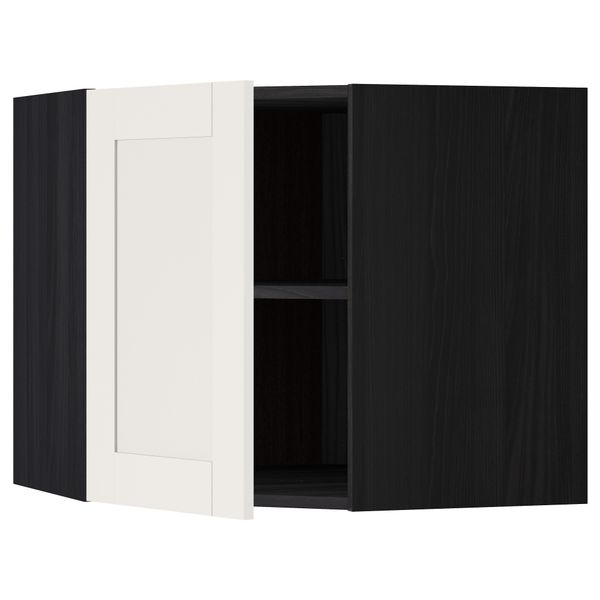 Угловой навесной шкаф с полками МЕТОД, черный, Сэведаль белый - схема-чертеж с размерами
