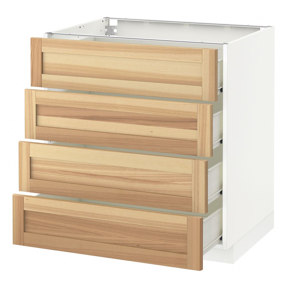 Напольный шкаф 4 фронтальных панели, 4 ящика МЕТОД / ФОРВАРА, белый, Торхэмн ясень - схема-чертеж с размерами