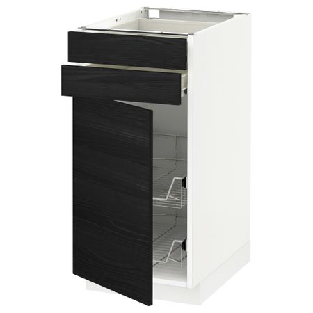 Напольный шкаф, дверца, 2 ящика, проволочных корзин МЕТОД / ФОРВАРА, белый, Тингсрид черный