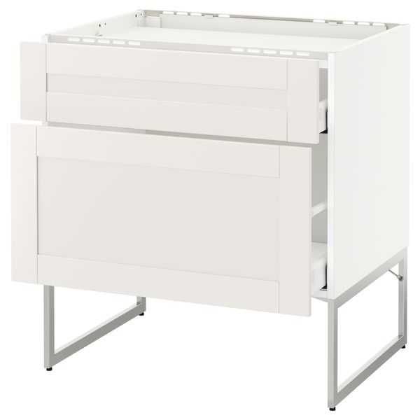 Напольный шкаф, 2 фронтальных панели, 3 ящика МЕТОД / МАКСИМЕРА, белый, Сэведаль белый - схема-чертеж с размерами