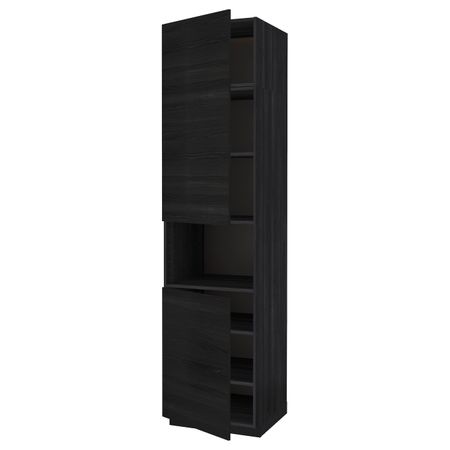 Высокий шкаф для/СВЧ, 2 дверцы/полки, черный, Тингсрид черный 60x60x240 см IKEA МЕТОД 492.334.18