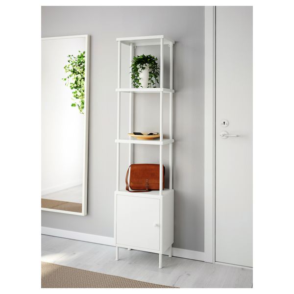 Стеллаж с 1 шкафчиком ДИНАМ, белый - схема-чертеж с размерами