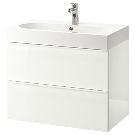 Шкаф для раковины с 2 ящиками, 80x48x68 cm IKEA BRÅVIKEN БРОВИКЕН, GODMORGON ГОДМОРГОН 192.923.86