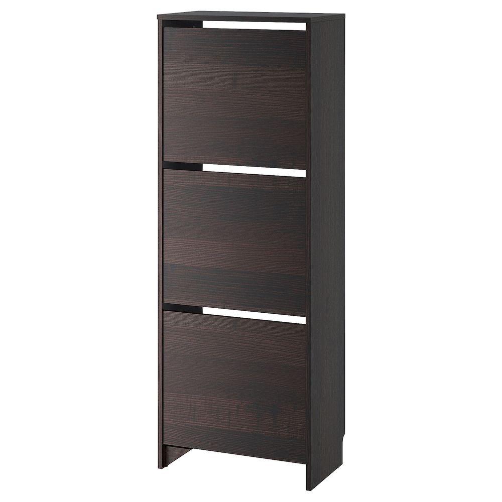 Галошница, 3 отделения, черный/коричневый 49x28x135 см IKEA BISSA БИССА 003.251.22 - фото 1