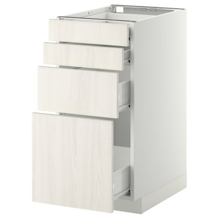 Напольный шкаф 4 фронтальных панели, 4 ящика МЕТОД / ФОРВАРА, белый, Росдаль белый