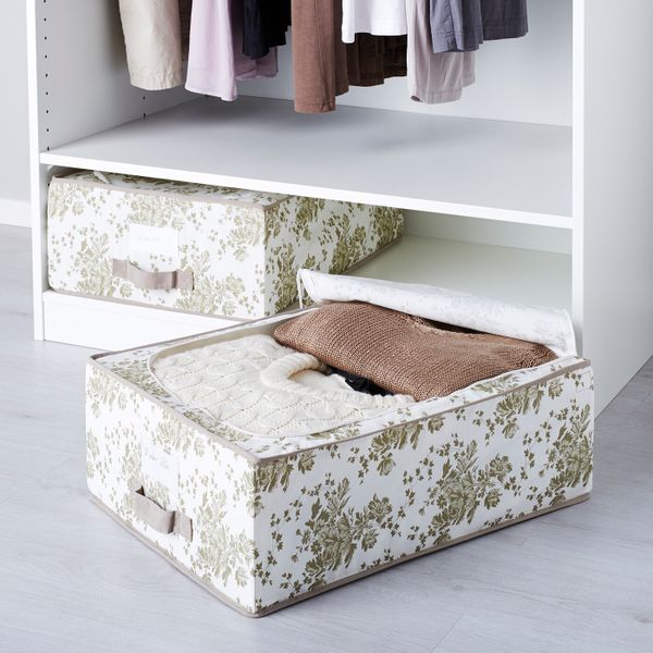 Сумка для хранения, бежевый, белый цветок, 44x55x19 см IKEA ГАРНИТУР 803.934.85 - схема-чертеж с размерами