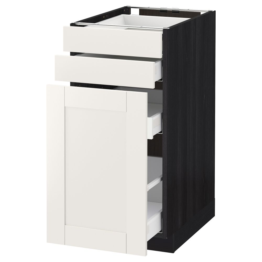 Напольный шкаф с выдвижными модулями, 2 фронтальные панели МЕТОД / МАКСИМЕРА, черный, Сэведаль белый - схема-чертеж с размерами