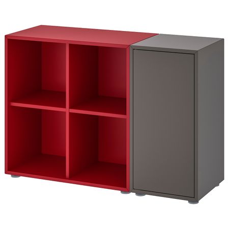 Комбинация шкафов с ножками, темно-серый/красный 105x35x72 см IKEA ЭКЕТ 092.864.56